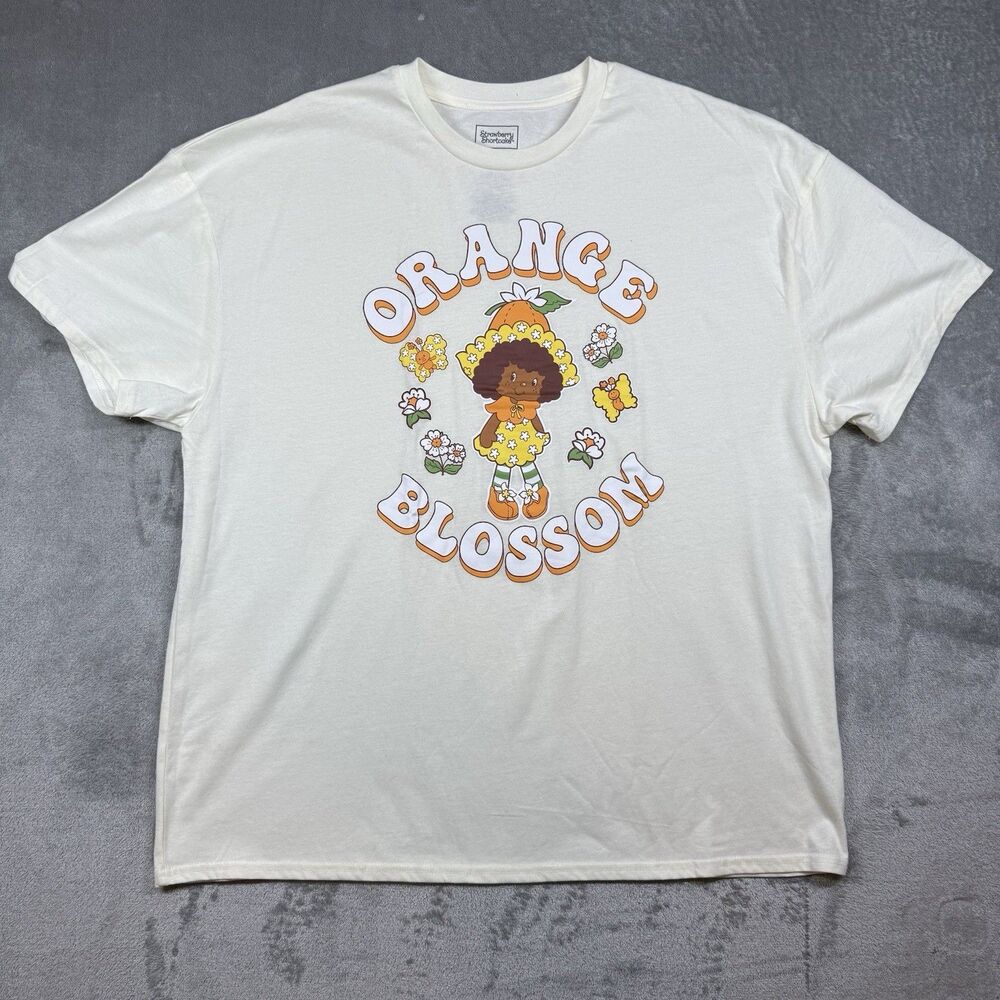 Strawberry Shortcake Shirt Womens 2XL Yellow Cotton Short Sleeve Orange Blossom